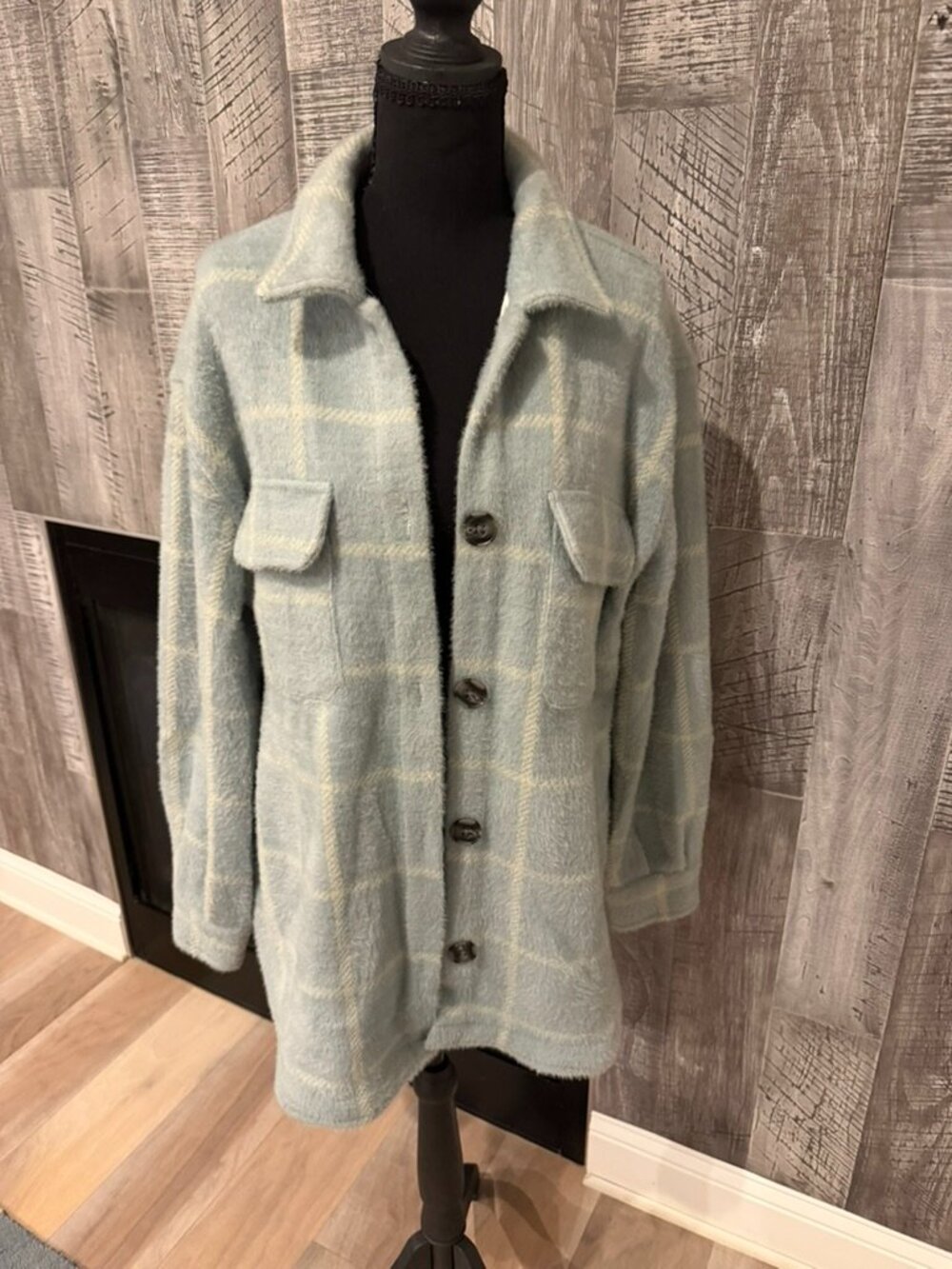 Z Supply Sage Green Plaid Shacket Size Small